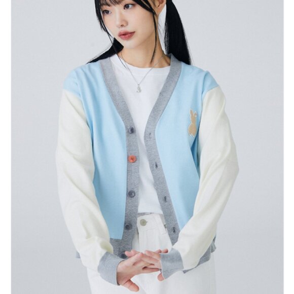 BNWT AQO studio space colour block bunny cardigan - Picture 1 of 3